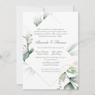 Greenery theme spanish wedding invitation