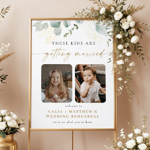 Greenery These Kids Are Getting Married Rehearsal Poster