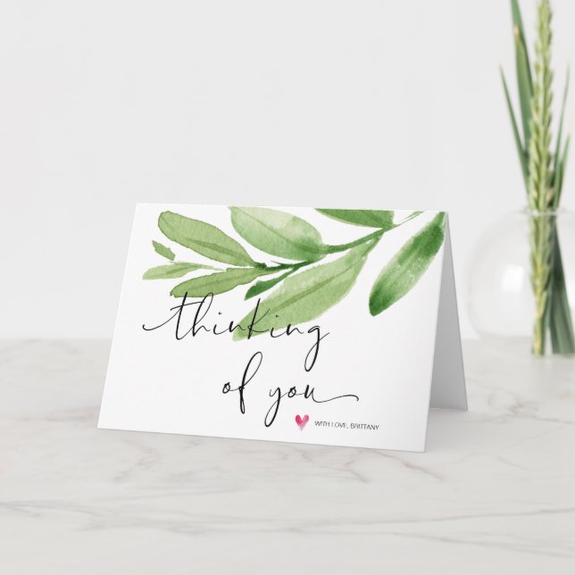 Greenery Thinking of You Encouragement Sympathy Card (Front)