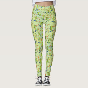Greenery Tree-Frog Pattern Design  Leggings