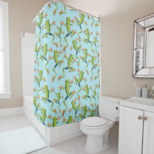 Greenery Tree-Frog Pattern Design Shower Curtain