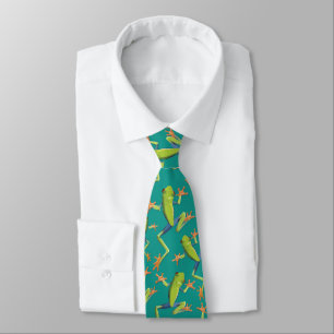 Greenery Tree-Frog Pattern Design Tie