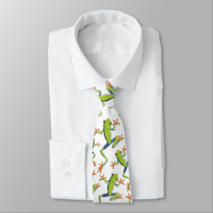 Greenery Tree-Frog Pattern Design  Tie