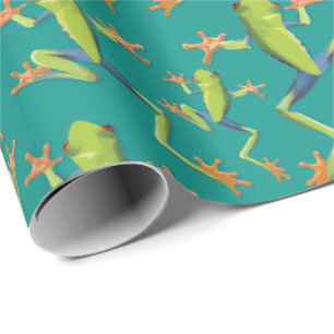 Greenery Tree-Frog Pattern Design  Wrapping Paper