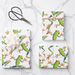Greenery Tree-Frog Pattern Design Wrapping Paper Sheet