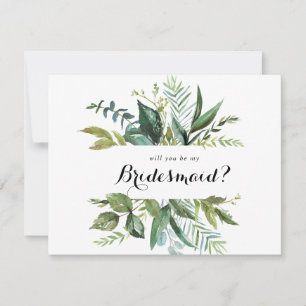 Greenery Tropical Calligraphy Bridesmaid Proposal Card