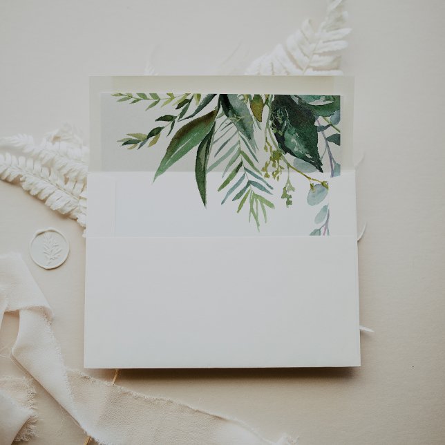 Greenery Tropical Calligraphy Wedding Invitation Envelope (Creator Uploaded)