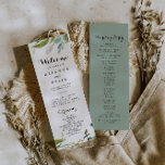 Greenery Tropical Calligraphy Wedding Program<br><div class="desc">This greenery tropical calligraphy wedding program is perfect for a simple wedding. The design features predominantly green tropical leaves with a touch of pink blush flowers neatly arranged into elegant wreaths and geometric shapes.</div>