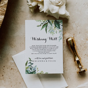 Greenery Tropical Calligraphy Wedding Wishing Well Enclosure Card