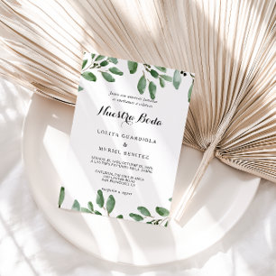 Greenery Tropical Eucalyptus Spanish Wedding Invitation