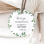 Greenery Tropical Eucalyptus Thank you Favour Classic Round Sticker<br><div class="desc">These greenery tropical eucalyptus thank you favour classic round stickers are perfect for a simple wedding. The design features hand-drawn elegant eucalyptus foliage,  inspiring the positive summer atmosphere.</div>