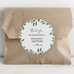 Greenery Tropical Eucalyptus Thank you Favour Classic Round Sticker
