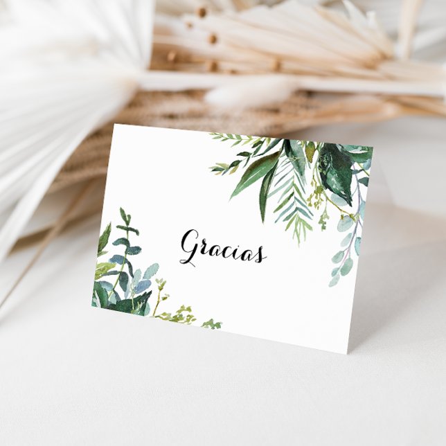 Greenery Tropical Folded Wedding Gracias Card (Creator Uploaded)