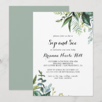 Greenery Tropical Modern Calligraphy Sip and See
