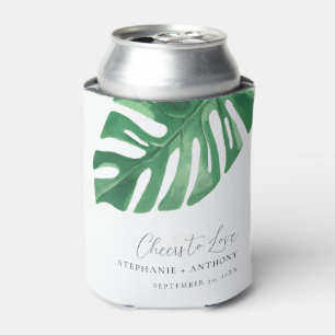 Greenery Tropical Monstera Leaves Summer Wedding   Can Cooler