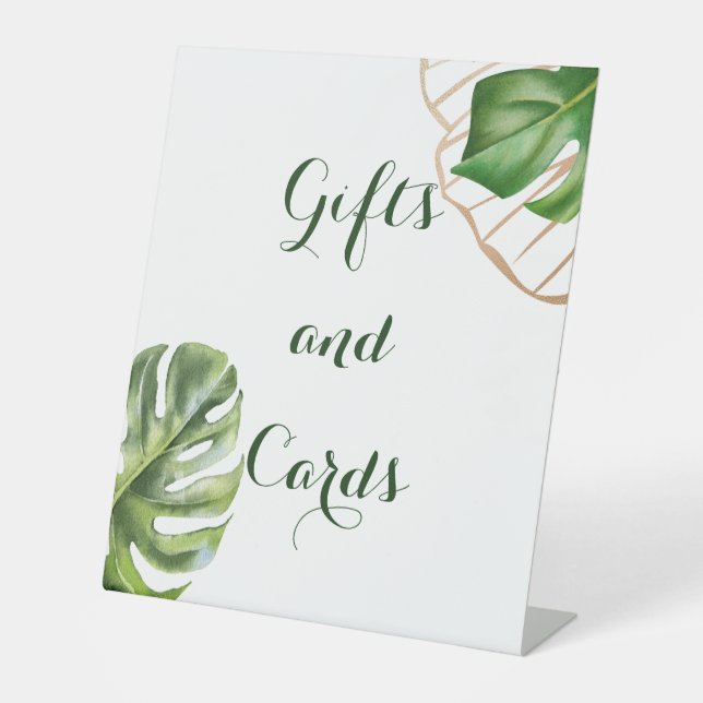 Greenery Tropical Palm Gender Neutral Baby Shower Pedestal Sign (Front)