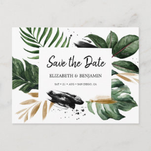 Greenery Tropical Summer Leaves Save The Date Postcard