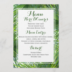 Greenery Tropical Wedding Menu Card