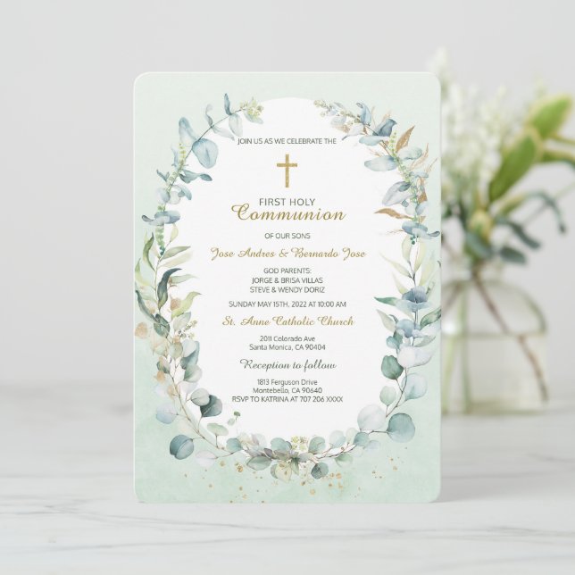 Greenery Twin Communion Template (Standing Front)