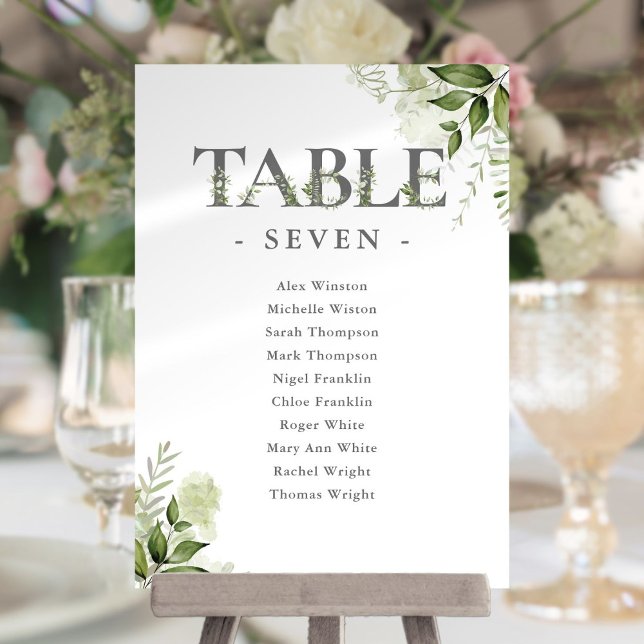 Greenery Typography Seating Plan Table Number (Greenery Typography Seating Plan Table Number)