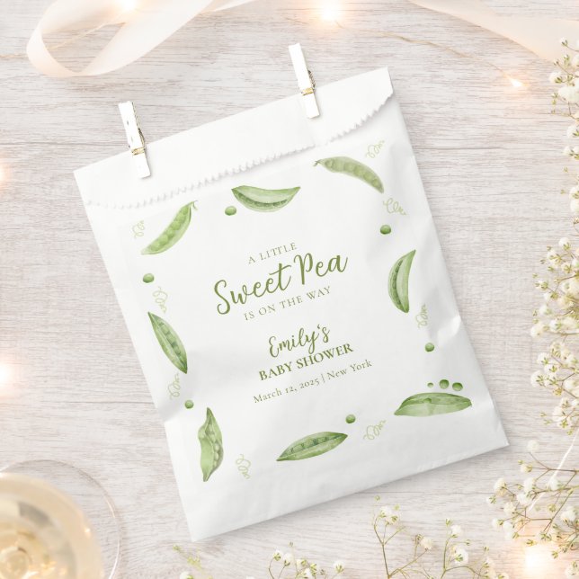 Greenery Veggie Sweet Pea In Pod Baby Shower  Favour Bag (Clipped)