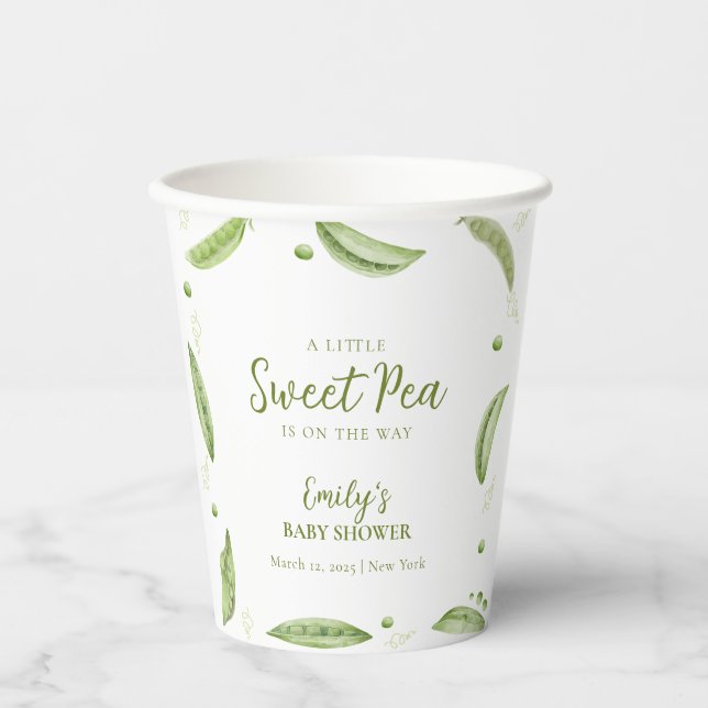 Greenery Veggie Sweet Pea In Pod Baby Shower  Paper Cups (Front)