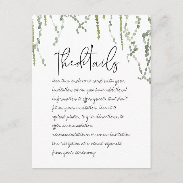 Greenery Vines Details Enclosure Card (Front)