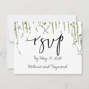 Greenery Vines Wedding RSVP 2 Mail Back Card