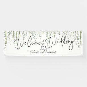 Greenery Vines Welcome To Our Wedding 3x8 Foot Banner