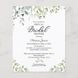 Greenery Virtual Bridal Shower Budget Invitations