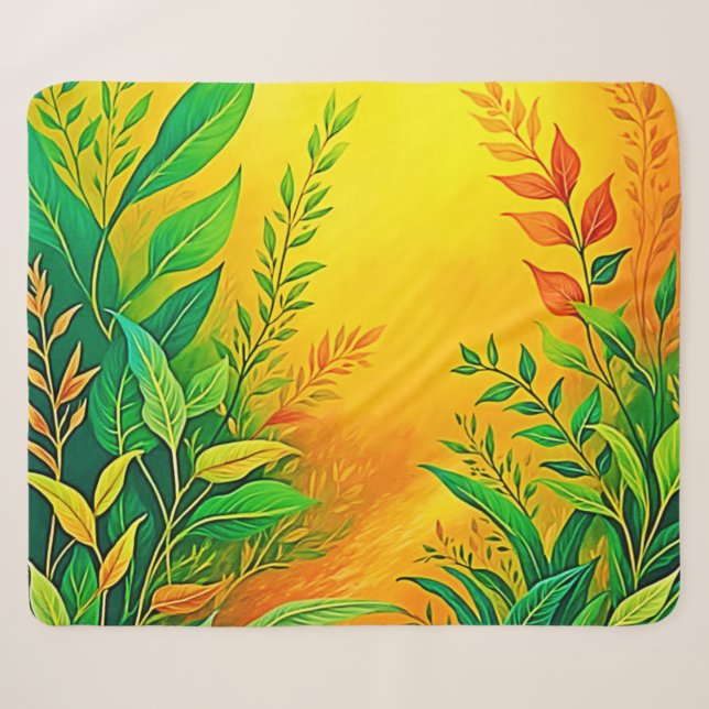 Greenery Warm Glow Art Sherpa Blanket (Front (Horizontal))
