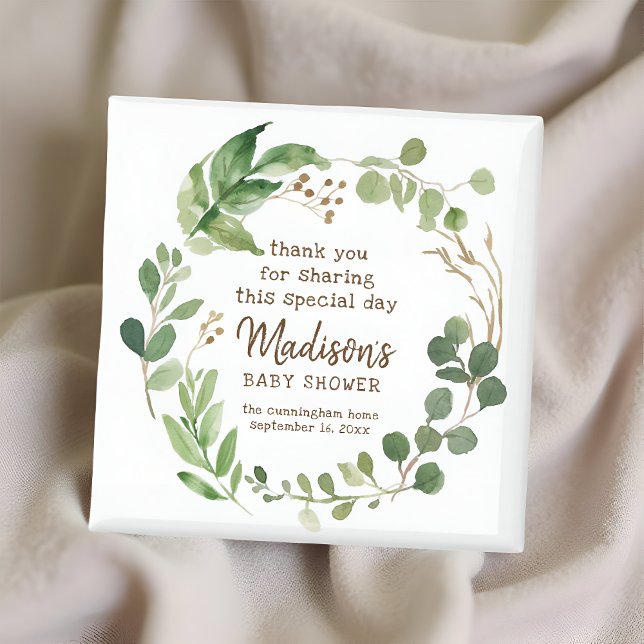 Greenery Watercolor Baby Shower Party Favour Magnet (Creator Uploaded)