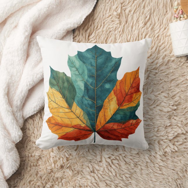 Greenery Watercolor Botanical Leaves Cushion (Blanket)