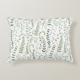 Greenery Watercolor Botanical Leaves Pattern Decorative Cushion