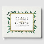 Greenery Watercolor Botanical Wedding Guest Book<br><div class="desc">Greenery Watercolor Botanical Wedding Guest Book - features a printed white watercolor paper texture background with watercolor greenery surrounding a gold trimmed text box. Each leaf features various shades of green watercolor for a unique look.</div>