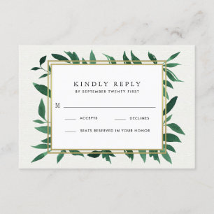 Greenery Watercolor Botanical Wedding RSVP Cards