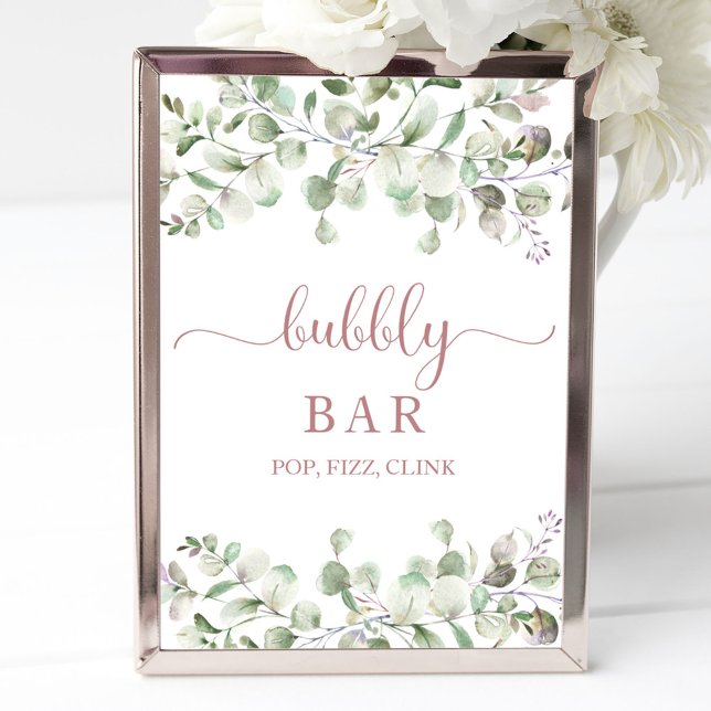 Greenery Watercolor Bubbly Bar Pop Fizz Clink Sign (Creator Uploaded)