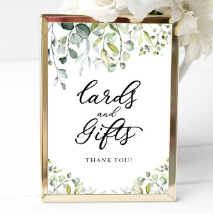 Greenery Watercolor Cards And Gifts Sign 