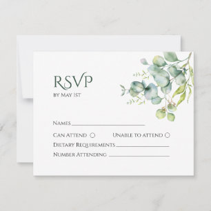 Greenery watercolor eucalyptus rsvp cards