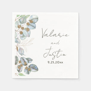 Greenery Watercolor Eucalyptus Wedding Napkins