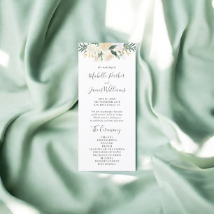 Greenery Watercolor Floral Wedding Program