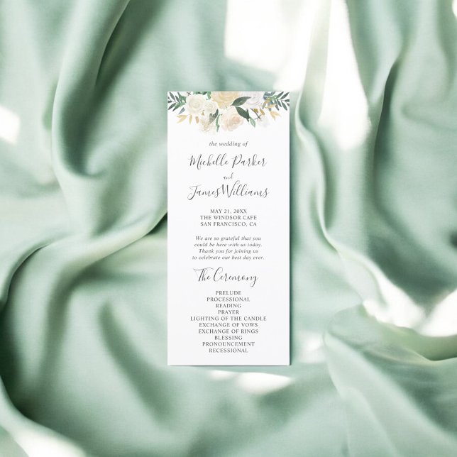 Greenery Watercolor Floral Wedding Program (Creator Uploaded)