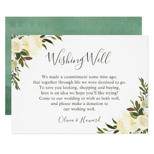 Greenery Watercolor Floral Wedding Wishing Well Invitation