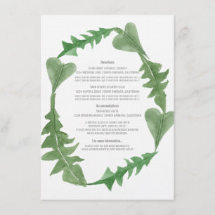 Greenery Watercolor Foliage Wedding Info Card