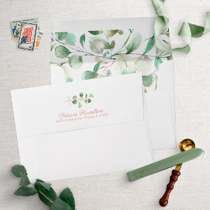 Greenery Watercolor Lined Envelope