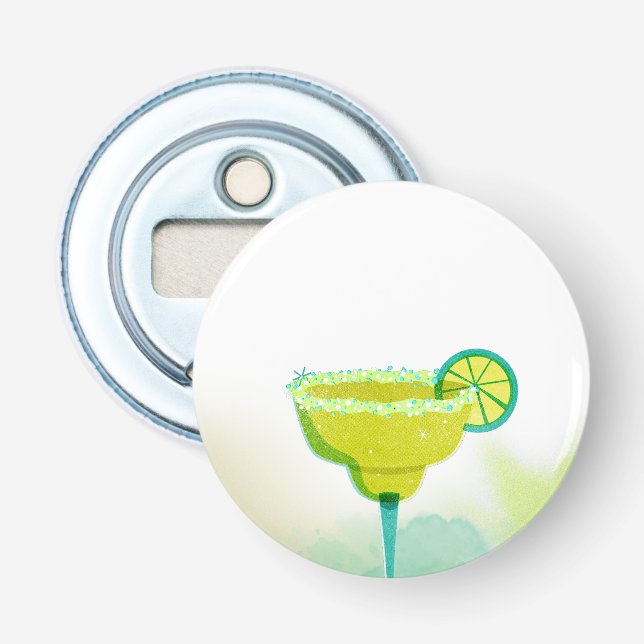 Greenery Watercolor Margarita Lime Bridal Shower Bottle Opener (Front)