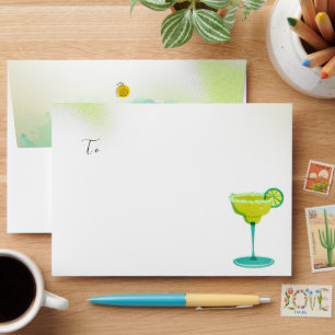 Greenery Watercolor Margarita Lime Wedding Envelope