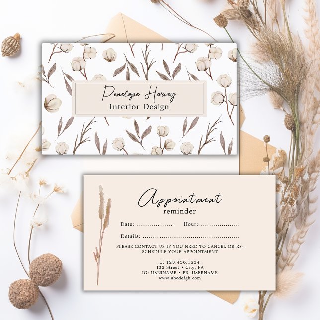 Greenery Watercolor Modern Pink Appointment Card (Creator Uploaded)