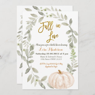 Greenery Watercolor Pumpkin Bridal Shower  Invitation