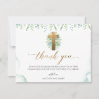 Greenery Watercolor Religious Event Thank You